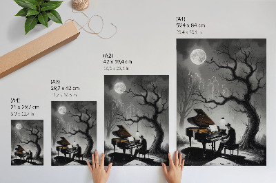 Décoration murale Couleurs feutrées fantômes piano lune