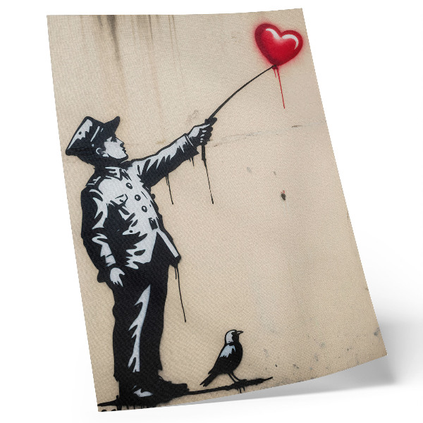Affiche décorative Figure en noir et blanc avec un cœur rouge