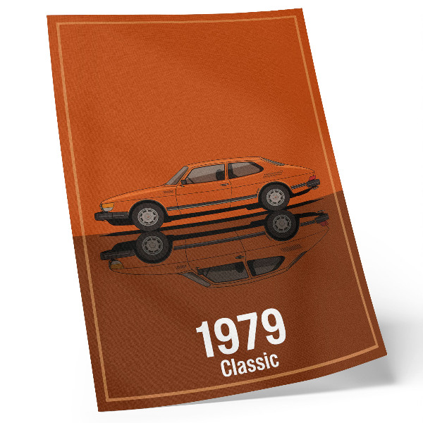 Impression sur toile Voiture rétro avec miroir style vintage orange