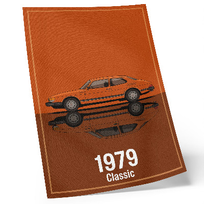 Impression sur toile Voiture rétro avec miroir style vintage orange