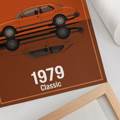 Impression sur toile Voiture rétro avec miroir style vintage orange