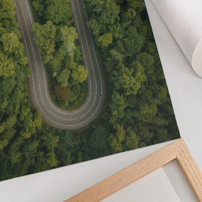 Décoration murale Une route étroite et sinueuse à travers la forêt verdoyante