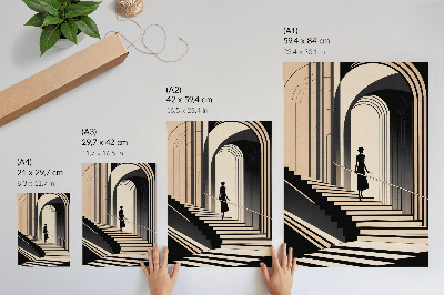 Affiche décorative Une silhouette sur les marches, sous les arches monumentales