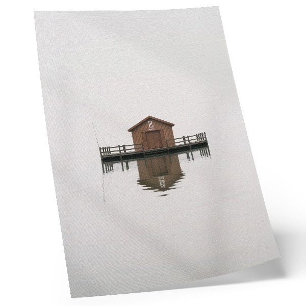 Décoration murale Un chalet en bois minimaliste au bord de l'eau