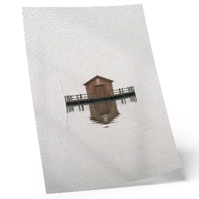 Décoration murale Un chalet en bois minimaliste au bord de l'eau