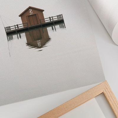Décoration murale Un chalet en bois minimaliste au bord de l'eau