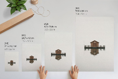 Décoration murale Un chalet en bois minimaliste au bord de l'eau