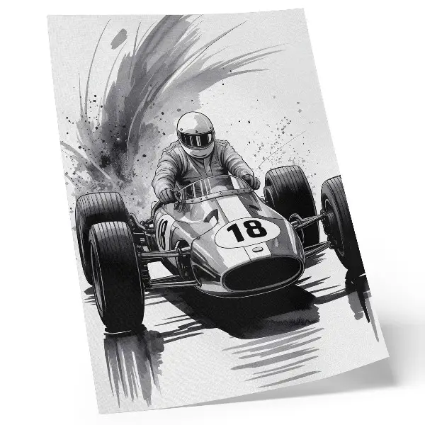 Affiche décorative représentant la dynamique automobile dans la course