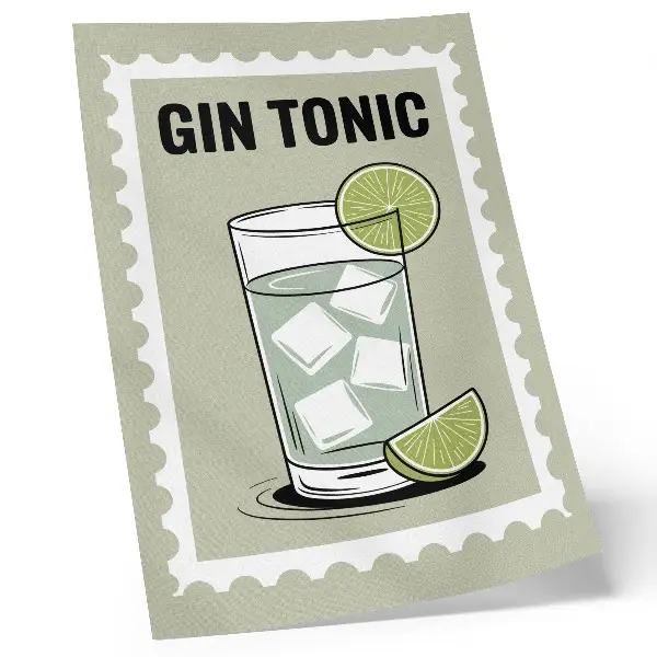 Affiche décorative Gin Tonic avec éléments graphiques verts et blancs