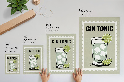 Affiche décorative L'inscription GIN TONIC éléments verts et blancs