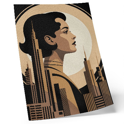 Affiche décorative Silhouette d'une femme entourée de gratte-ciel