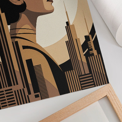 Affiche décorative Silhouette d'une femme entourée de gratte-ciel