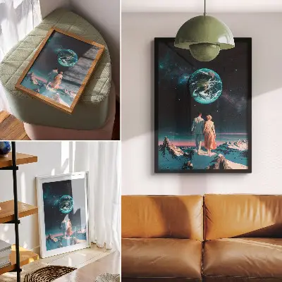 Impression sur toile l'espace et ses habitants, une ode à la beauté et aux possibilités infinies