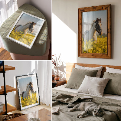 Affiche décorative Un cheval élégant dans un champ printanier rempli de fleurs