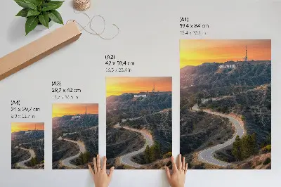 Impression sur toile inscription sur la route des collines aux couleurs du coucher de soleil
