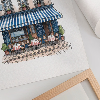 Affiche décorative Un charmant café français avec une terrasse pleine de charme