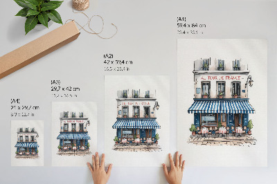 Affiche décorative Un charmant café français avec une terrasse pleine de charme