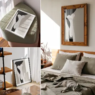 Impression sur toile lignes noires et blanches aux contrastes doux
