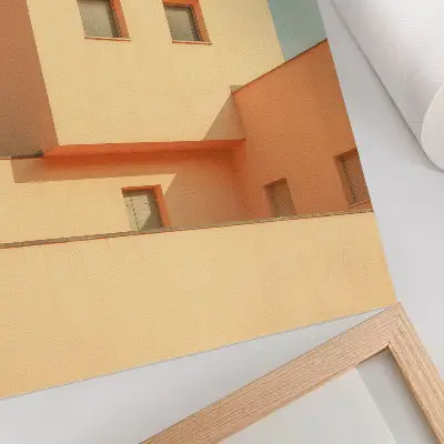 Affiche décorative architecture géométrique avec façade beige
