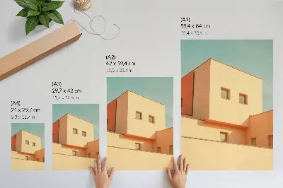 Affiche décorative architecture géométrique avec façade beige
