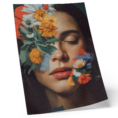 Affiche décorative Visage coloré orné de fleurs, charme, émotion, délicatesse