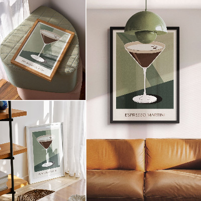 Décoration murale Martini moderne vert, beige et blanc