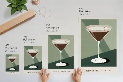 Décoration murale tableau Martini moderne aux tons vert, beige et blanc