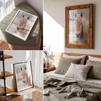 Impression sur toile Cheval hiver couleurs douces nature paisible