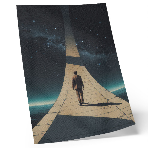 Affiche décorative personne sur la route perspective de l'espace nocturne