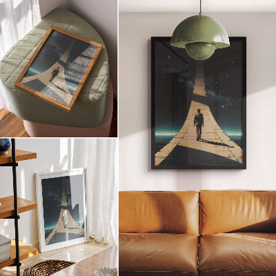 Affiche décorative personne sur la route perspective de l'espace nocturne
