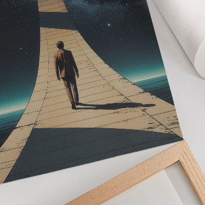 Affiche décorative personne sur la route perspective de l'espace nocturne