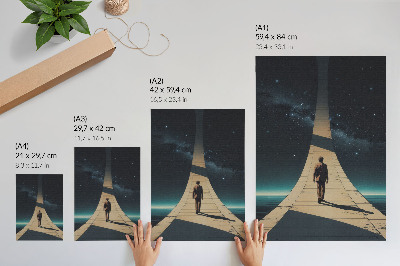 Affiche décorative personne sur la route perspective de l'espace nocturne