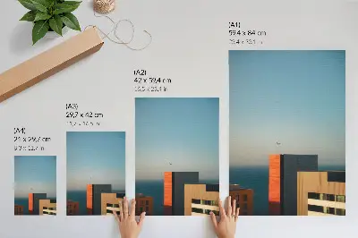 Affiche décorative représentant la modernité, la mer, des bâtiments, un oiseau, l'immensité et le ciel