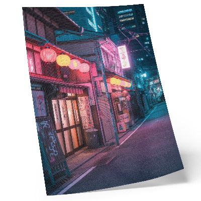 Affiche décorative Lanternes néon charmantes dans les rues de la ville la nuit
