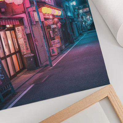 Affiche décorative Lanternes néon charmantes dans les rues de la ville la nuit