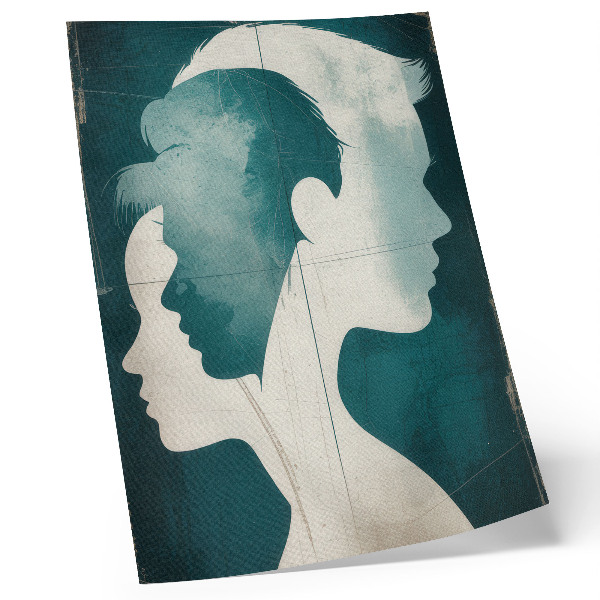 Impression sur toile Silhouettes turquoise aux lignes blanches délicates