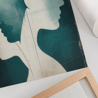 Impression sur toile Silhouettes turquoise aux lignes blanches délicates