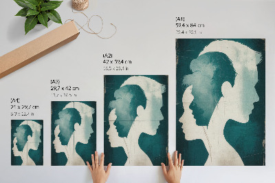 Impression sur toile Silhouettes turquoise aux lignes blanches délicates