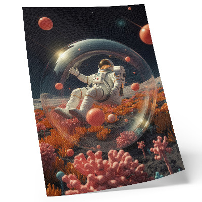Décoration murale astronaute espace plantes colorées cosmos
