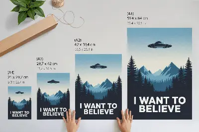 Affiche décorative forêt d'ovnis et montagnes au style moderne mystérieux