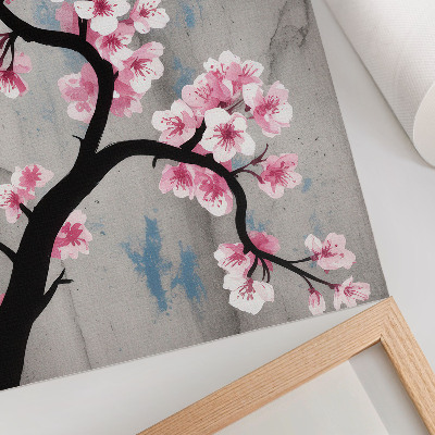 Affiche décorative Fleurs délicates sur fond gris