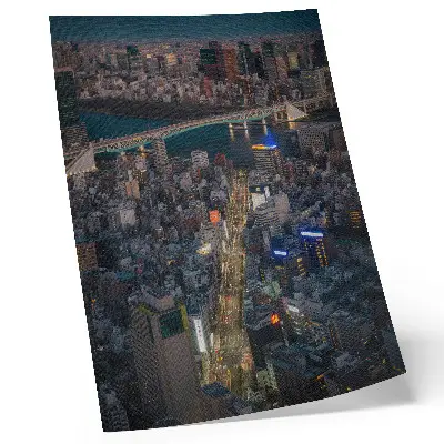 Impression sur toile élégance nocturne de la ville avec lumières et reflets