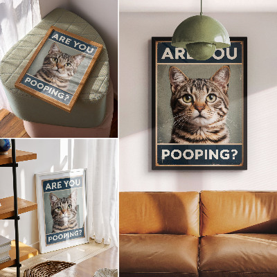 Affiche décorative Un portrait de chat rétro légèrement humoristique