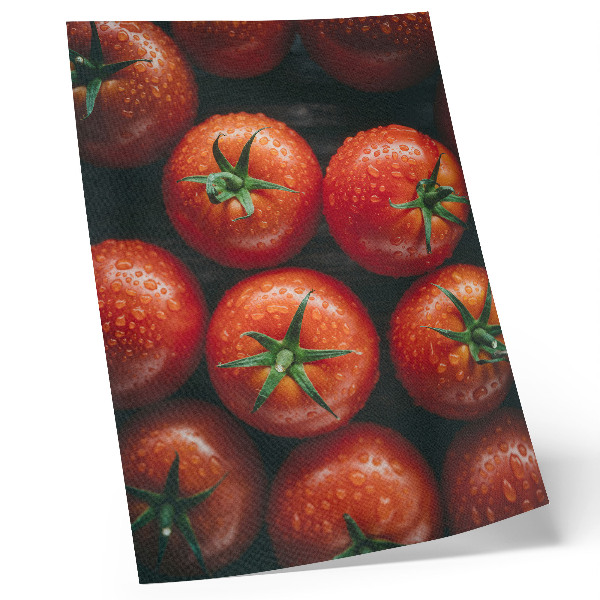 Impression sur toile Tomates juteuses avec quelques gouttes d'eau