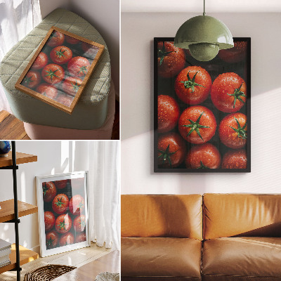 Impression sur toile Tomates juteuses avec quelques gouttes d'eau
