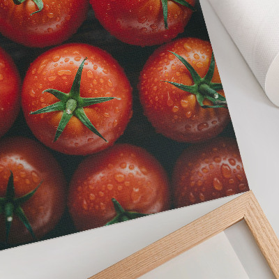 Impression sur toile Tomates juteuses avec quelques gouttes d'eau