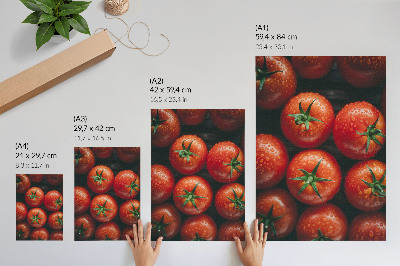 Impression sur toile Tomates juteuses avec quelques gouttes d'eau