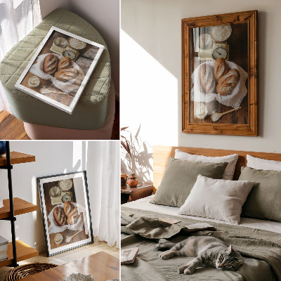 Affiche décorative balance à pain, surface en bois