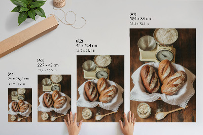 Affiche décorative balance à pain, surface en bois