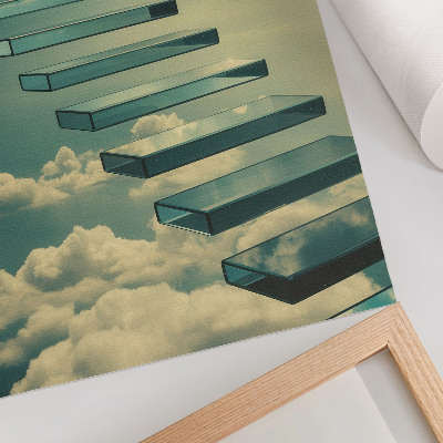 Décoration murale Escaliers de verre dans les nuages, ciel turquoise